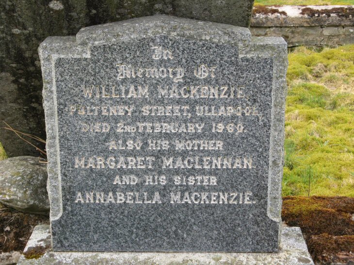 Photo of headstones/William MacKenzie died 1960 MI Lochbroom Churchyard